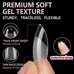 UNA GELLA flat no-C-curve oval tips designed for comfortable wear on various nail shapes