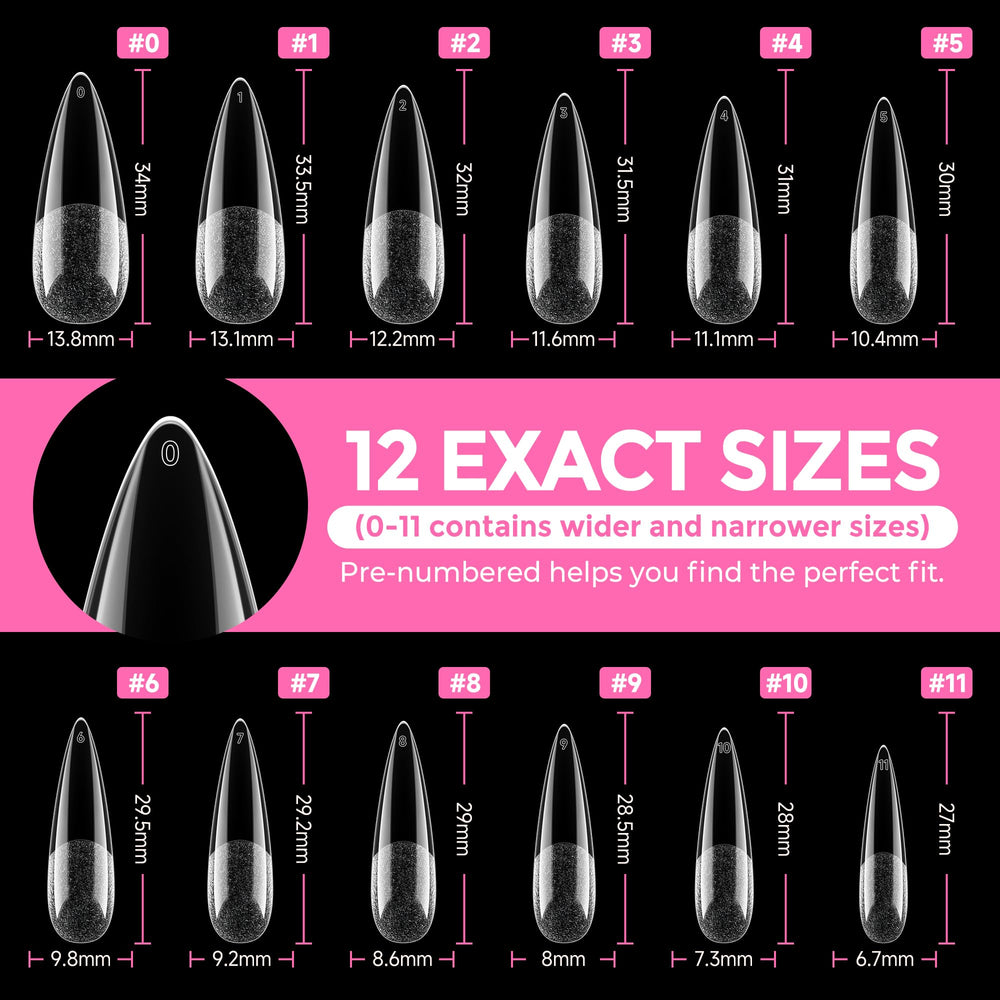 UNA GELLA french-style setup demonstration featuring long stiletto tips for elegant nails