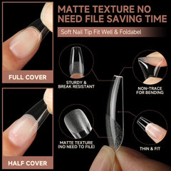 UNA GELLA full-cover half-matte coffin tips for natural look and durability