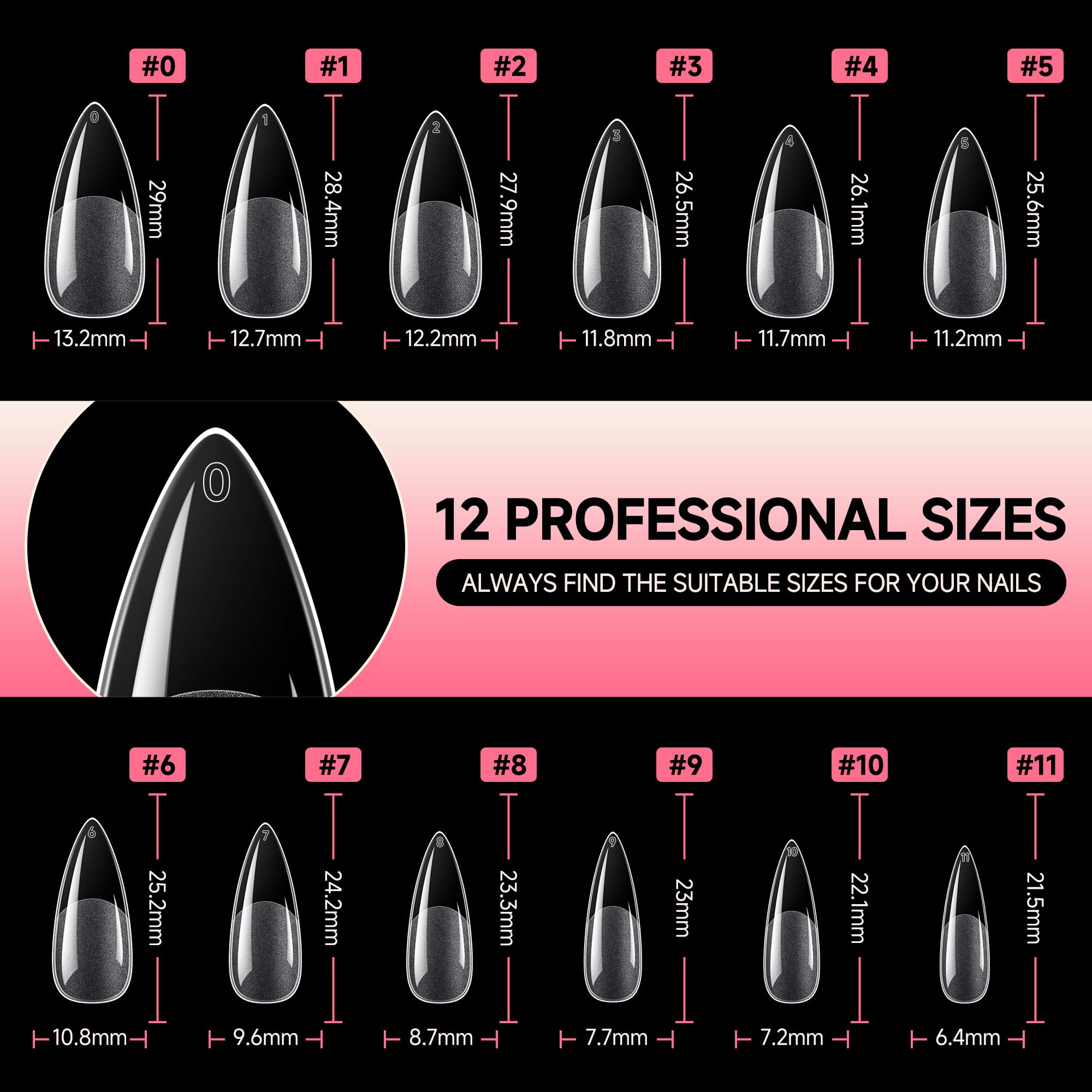 UNA GELLA full-cover tips with frosted bed for easier shaping.