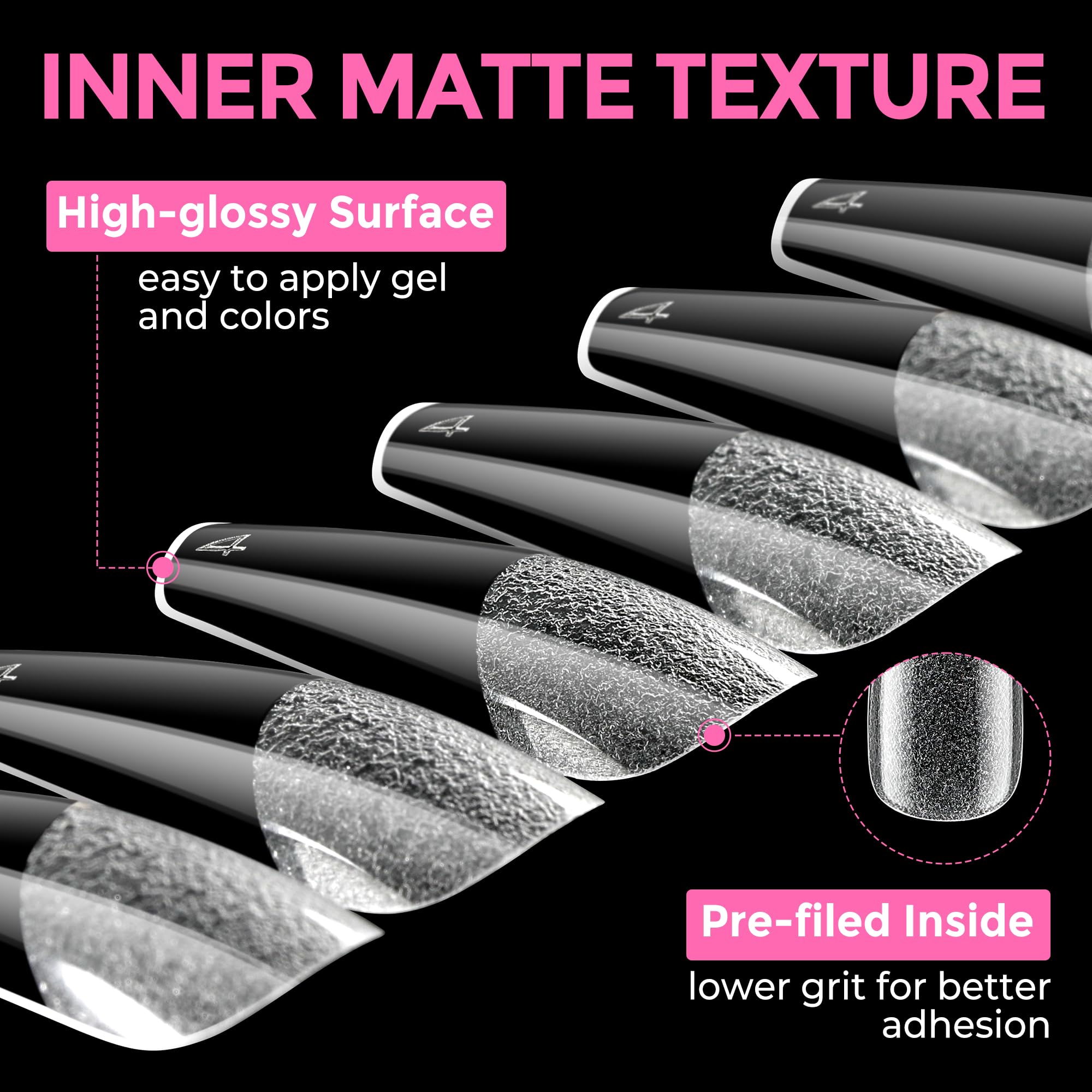 UNA GELLA Long Coffin Tips clear tips enable vivid nail art and seamless color display