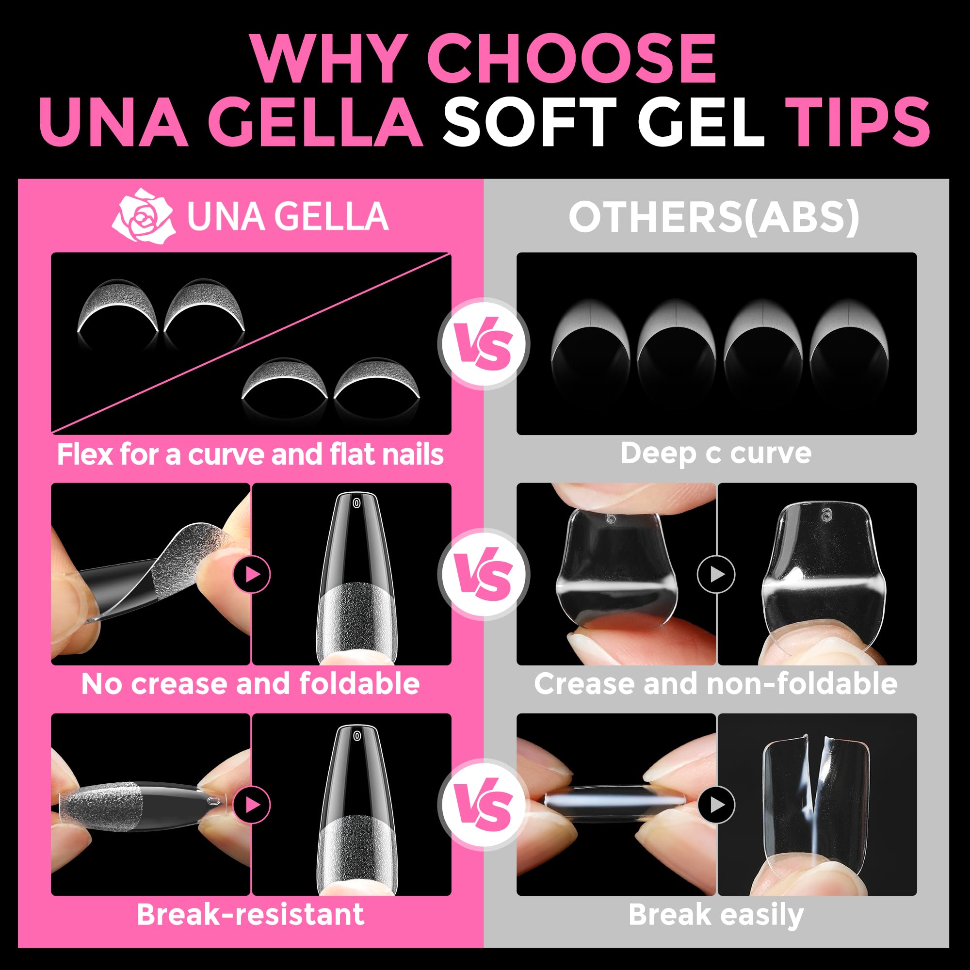 UNA GELLA Long Coffin Tips durability results in long wear with proper technique