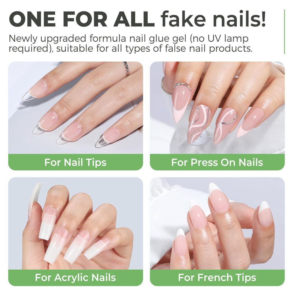 UNA GELLA low-odor adhesive gentle on nails during use.
