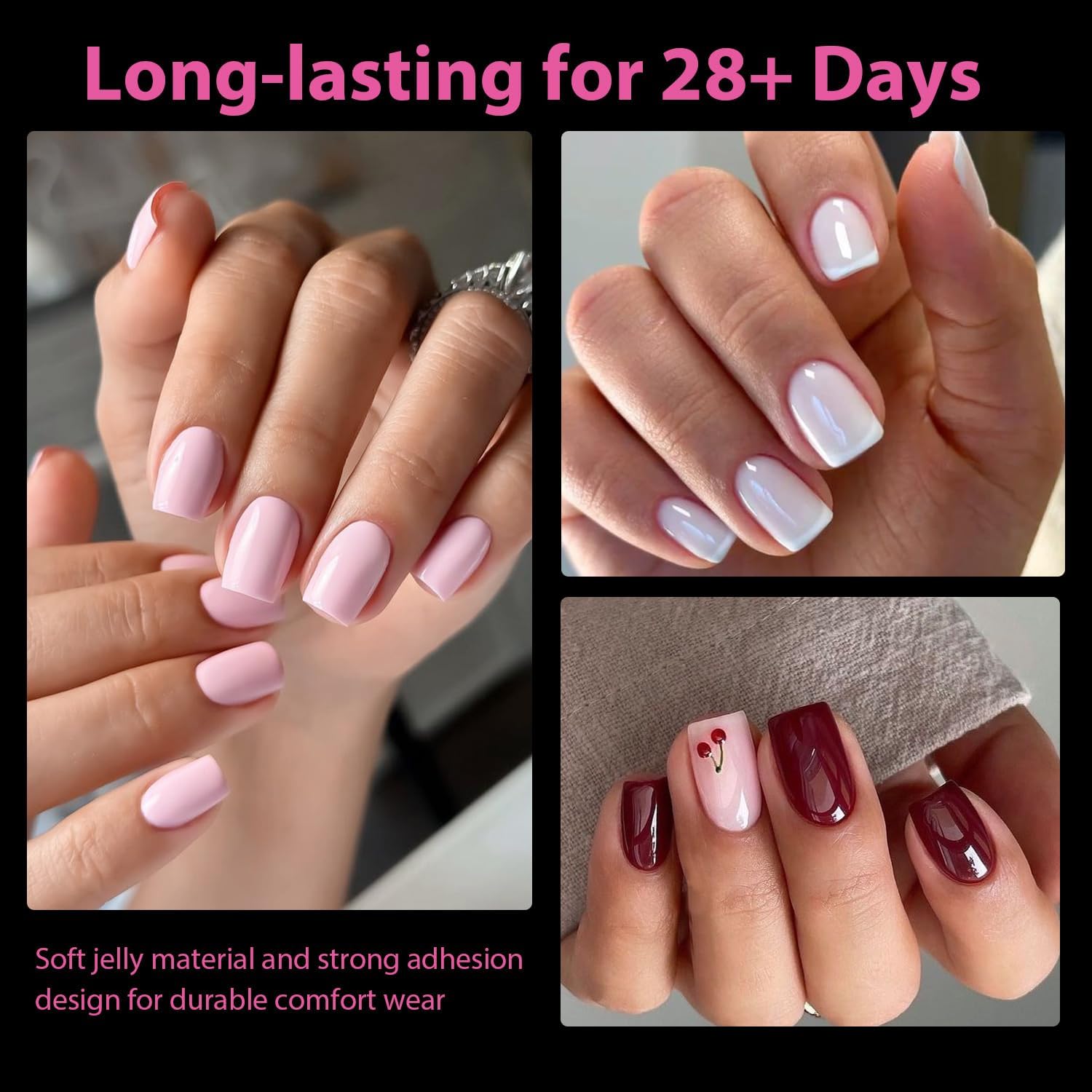 UNA GELLA nail tips packaging close-up highlights soft gel material.