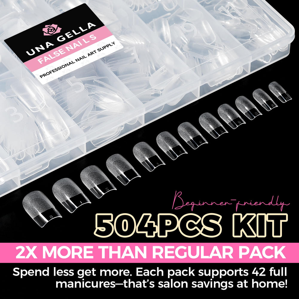 UNA GELLA Nail Tips Square 12 sizes, easy pick for diverse nails.