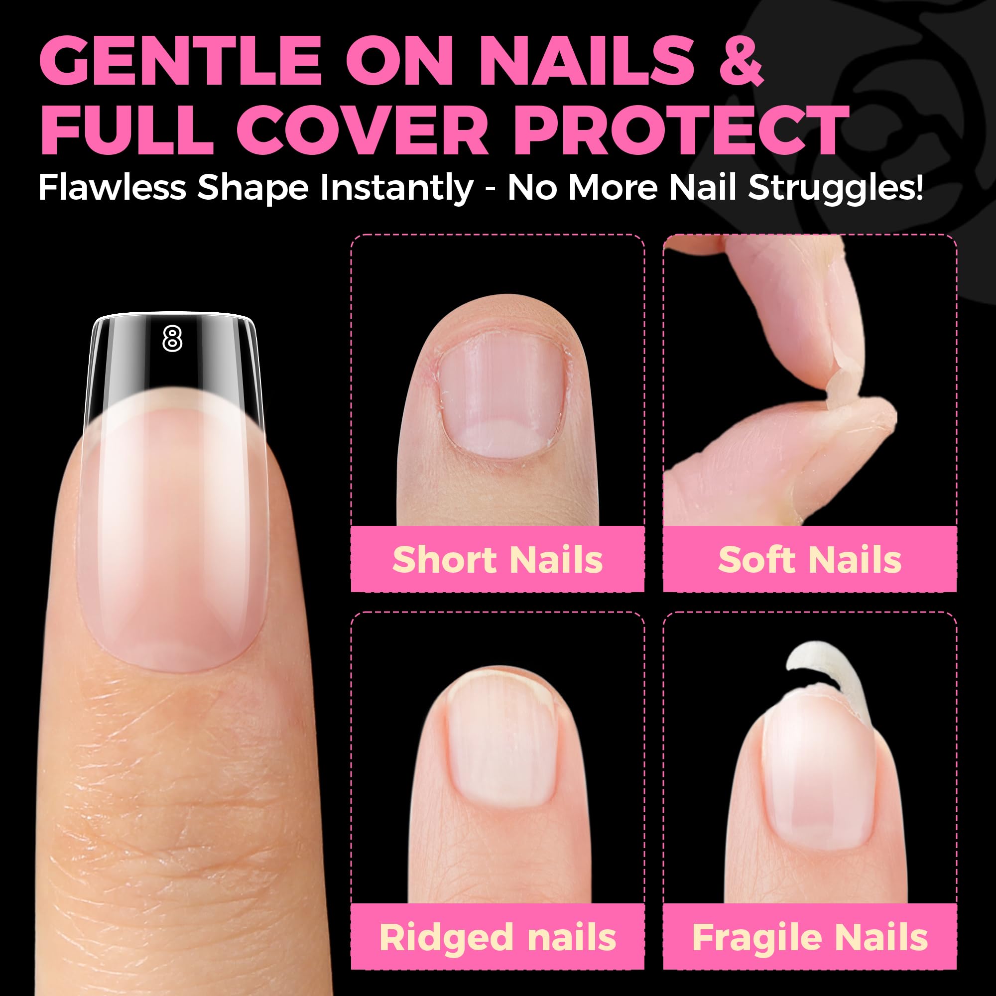 UNA GELLA Nail Tips Square soft gel texture, comfortable wear and secure adhesion.