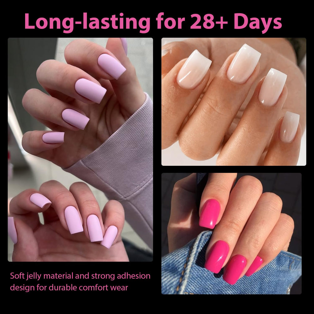 UNA GELLA Nail Tips Square top view, easy size selection for perfect fit.