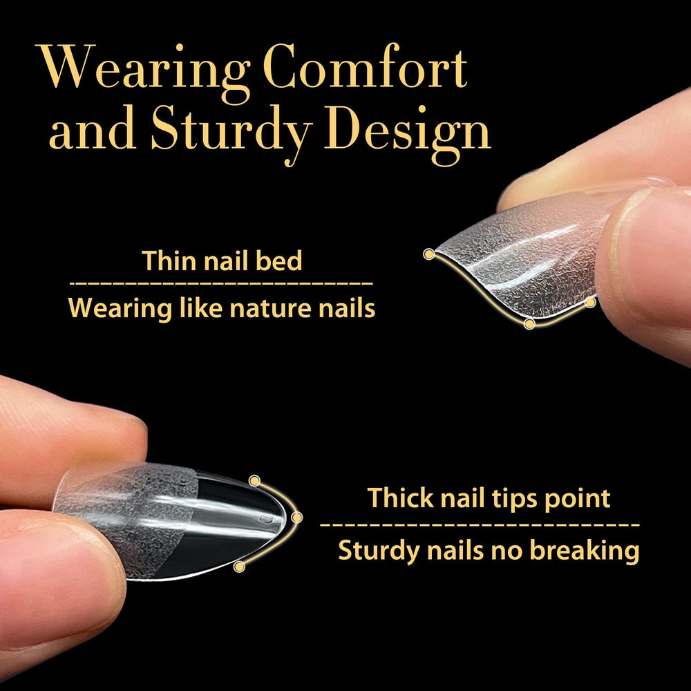 UNA GELLA natural-fit almond nail tips with thin back edge for comfortable wear