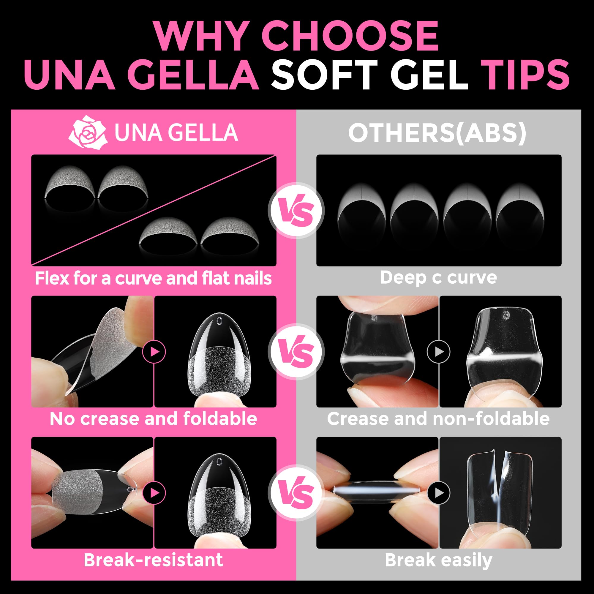 UNA GELLA no-trace clear tips stay bright and press-friendly.