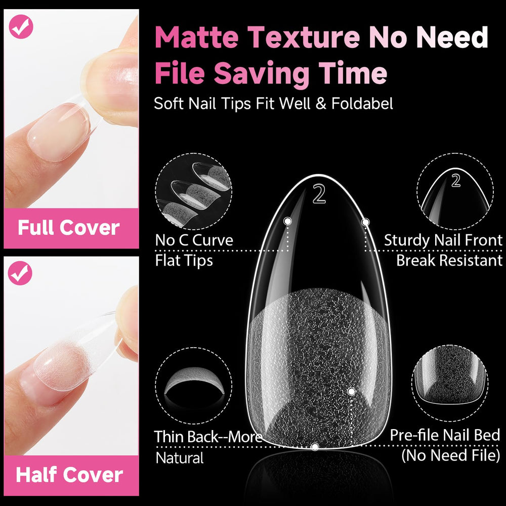 UNA GELLA no-trace bend almond nail tips for easy press-on application