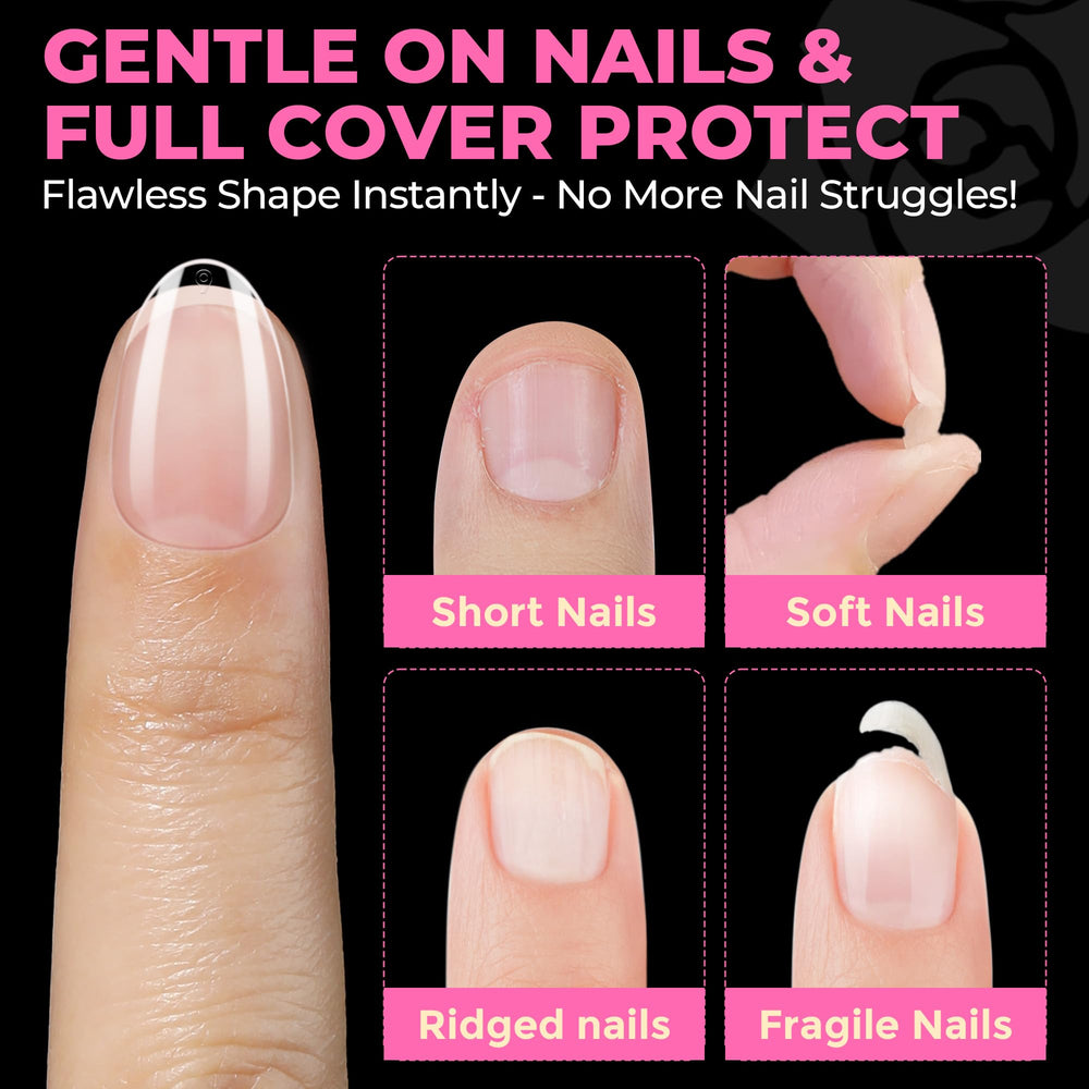 UNA GELLA no-trace bendable clear tips press easily.