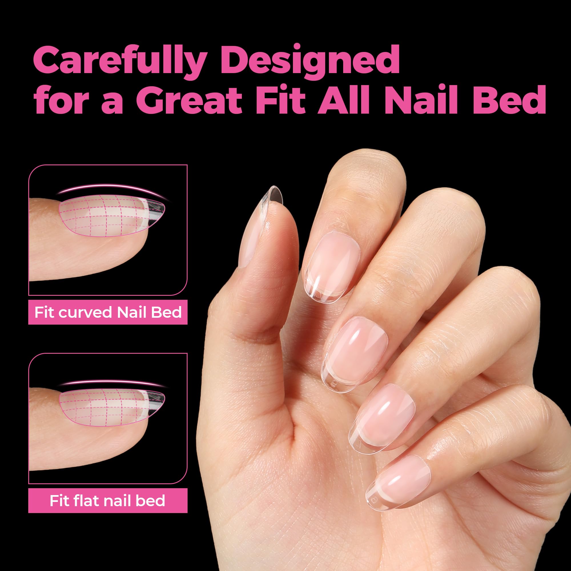 UNA GELLA smooth-edged oval tips with gentle curve for easy application