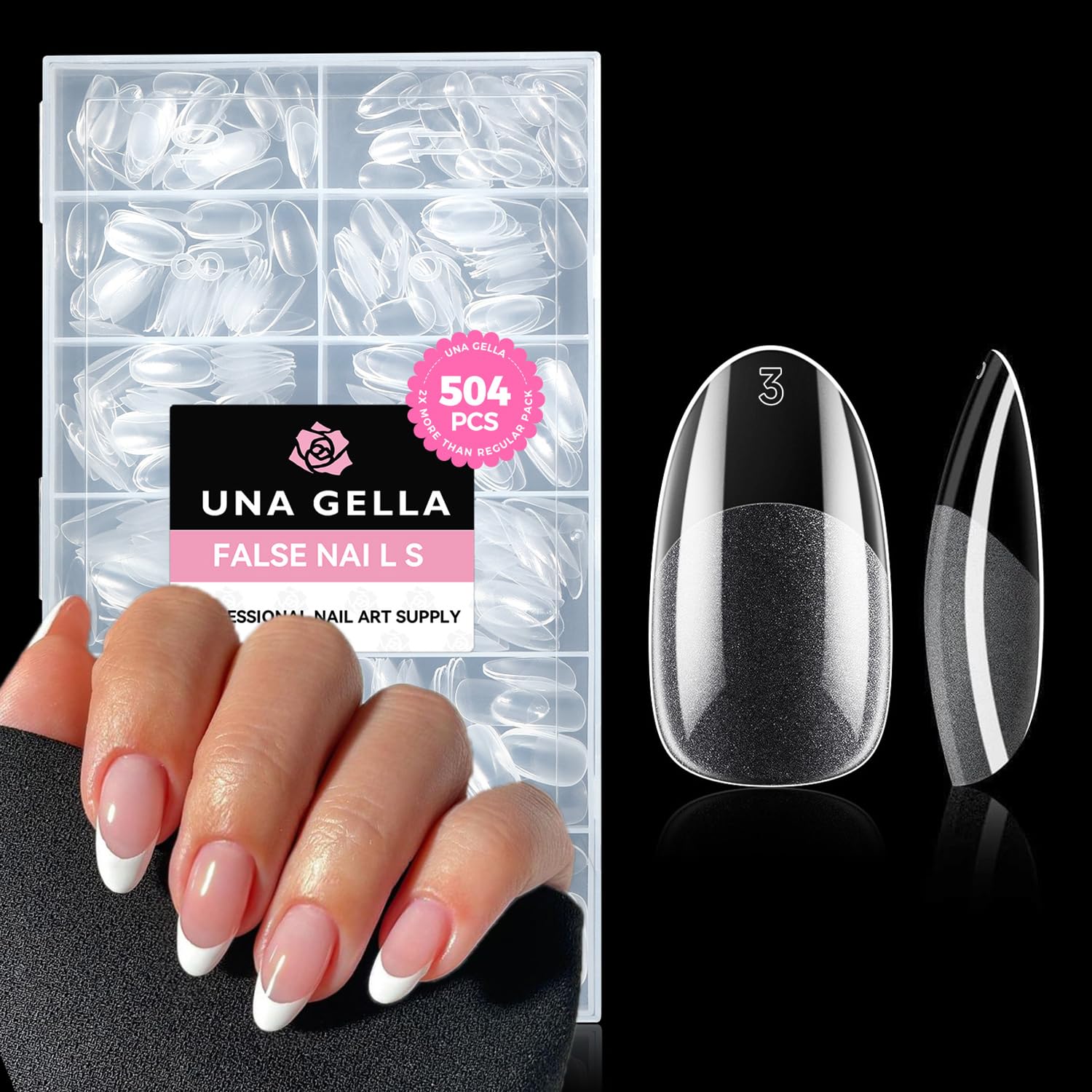 UNA GELLA oval nails tip closeup shows clear seamless surface for natural look