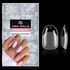 UNA GELLA oval-round nail tips packaging shows half-matte design for fast color application
