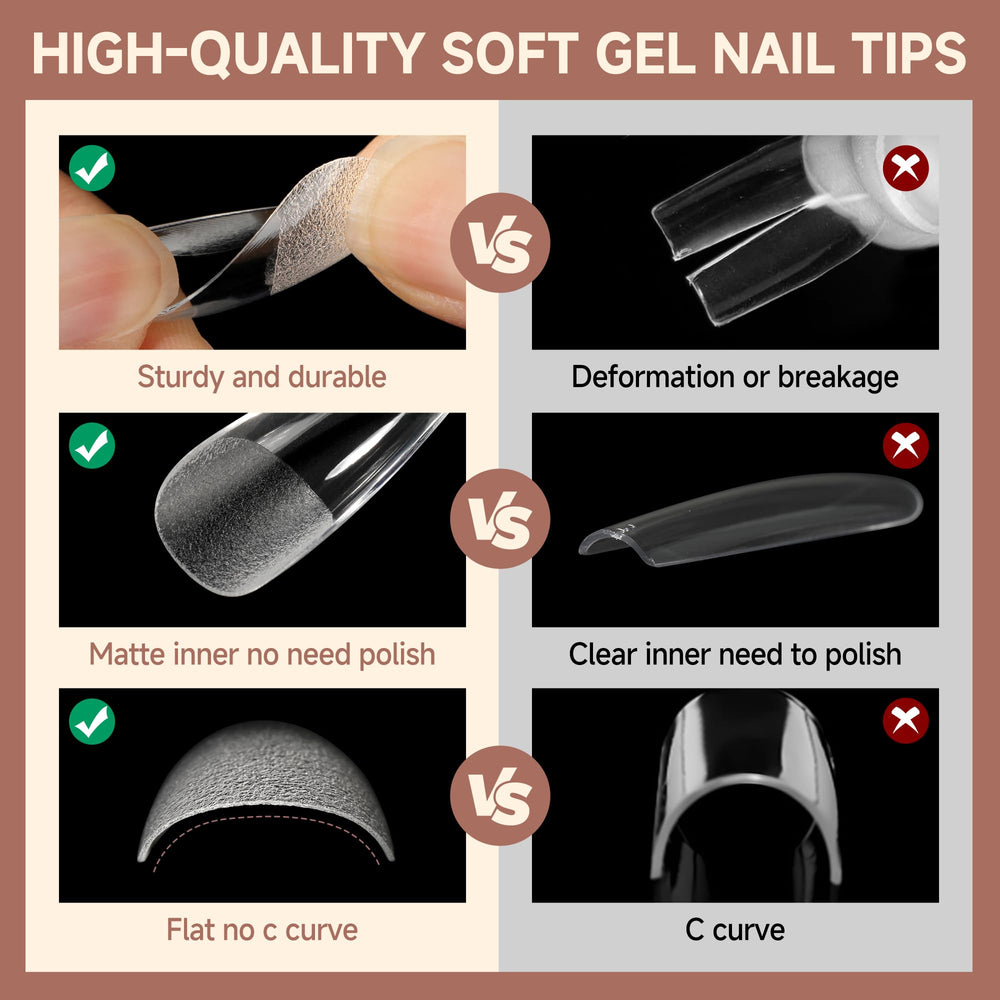 UNA GELLA pre-buffed pre-shaped ballerina tips save time