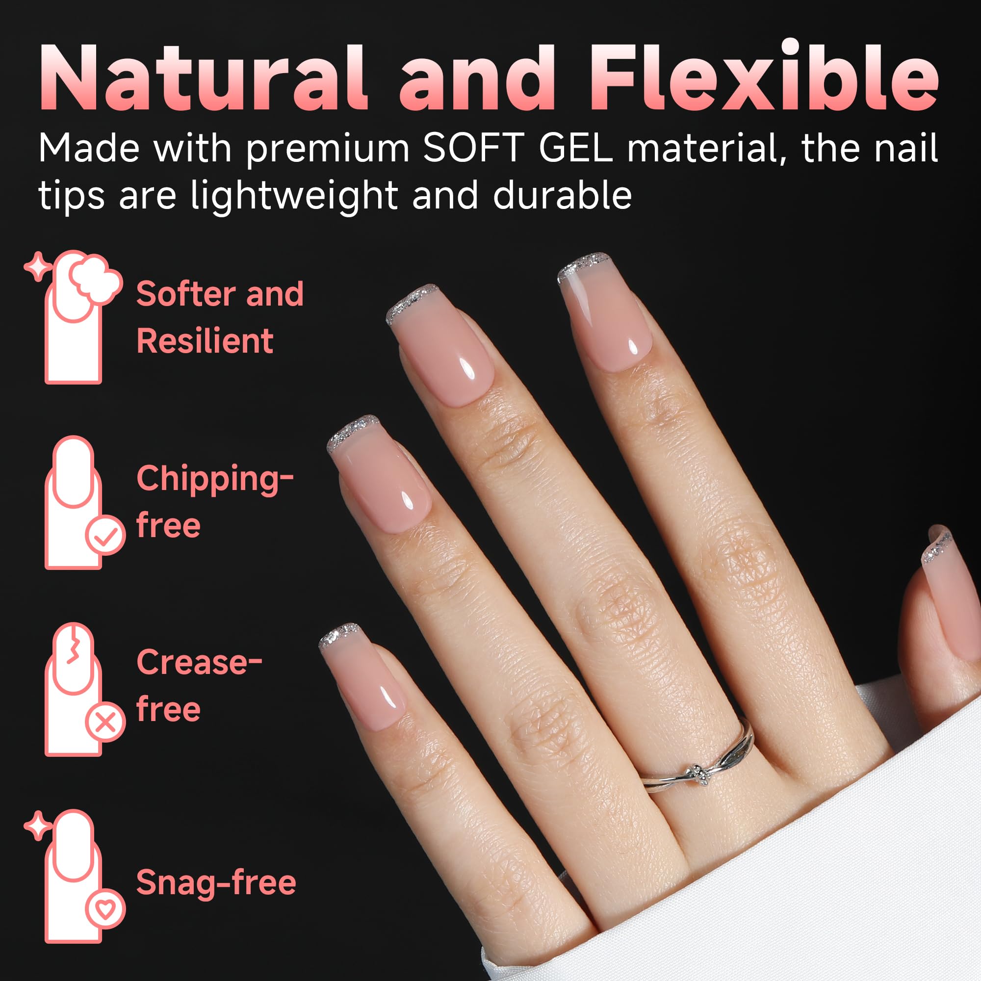 UNA GELLA pre-etched square tip shows easy time-saving full-cover application