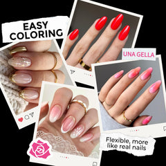 UNA GELLA pre-shaped nail tips with 12 sizes shown from the top view for easy selection
