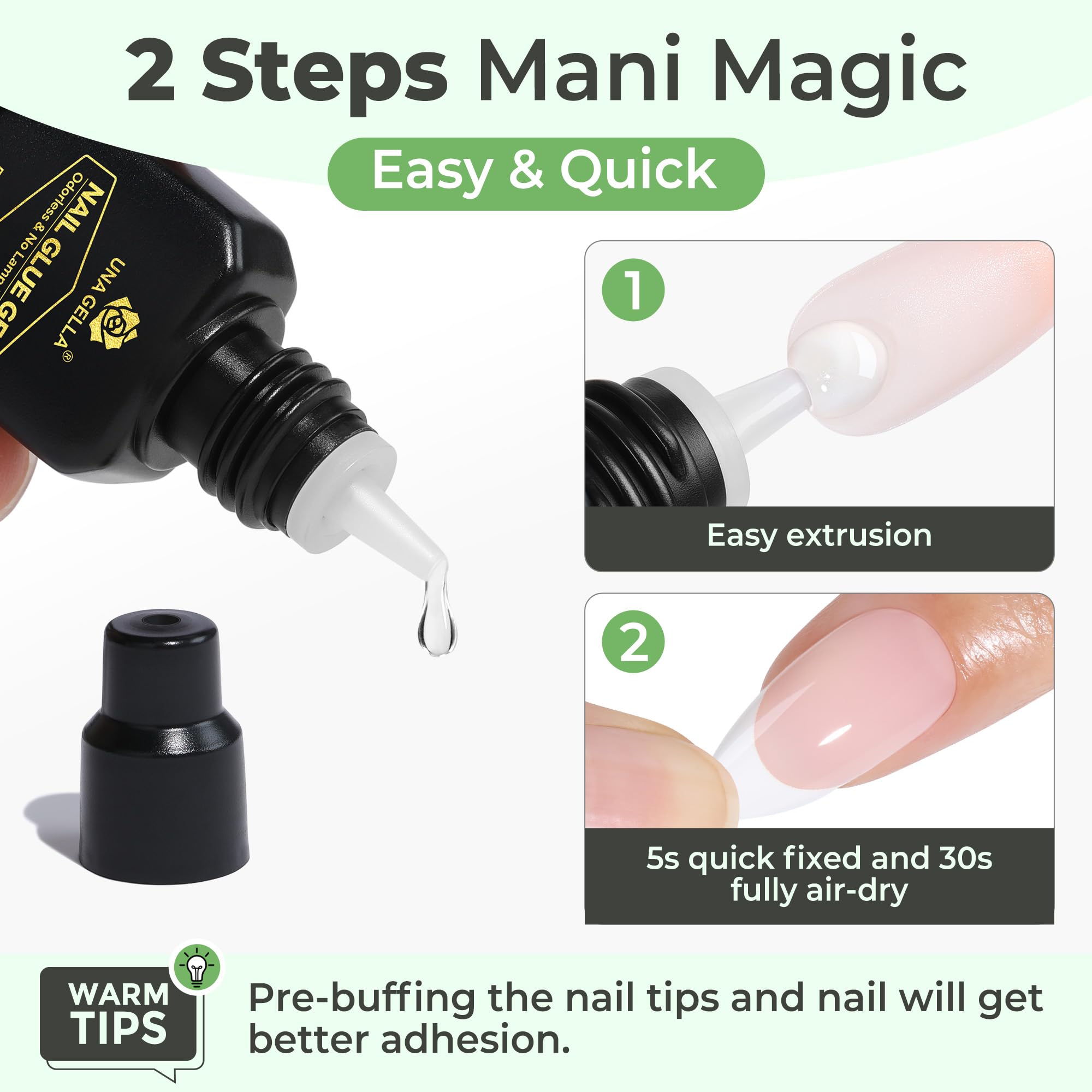 UNA GELLA precision nozzle for clean, controlled glue application.