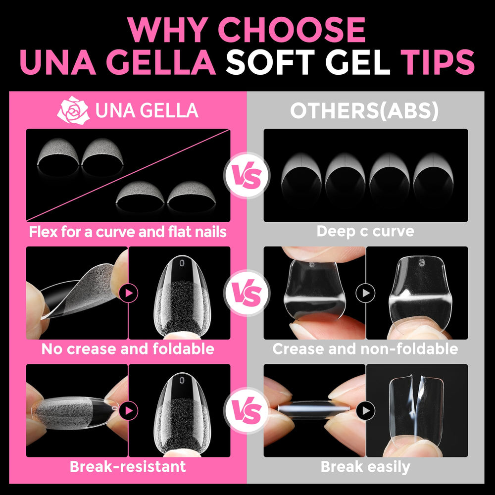 UNA GELLA tips with glossy finish ready for polish applications