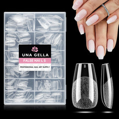 UNA GELLA short coffin nail tips in 216-piece pack for versatile DIY extensions