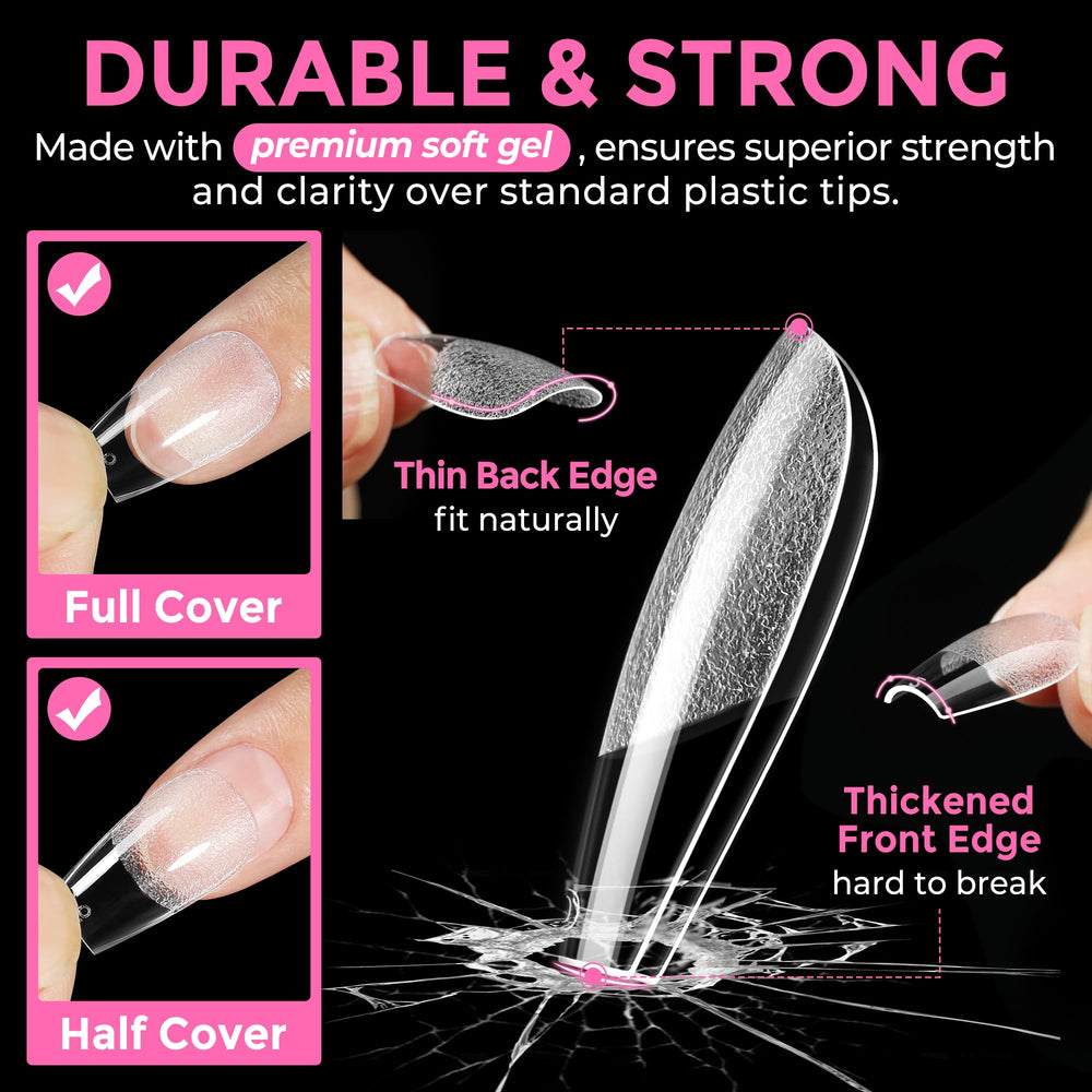 UNA GELLA soft gel tips with smooth texture for natural look