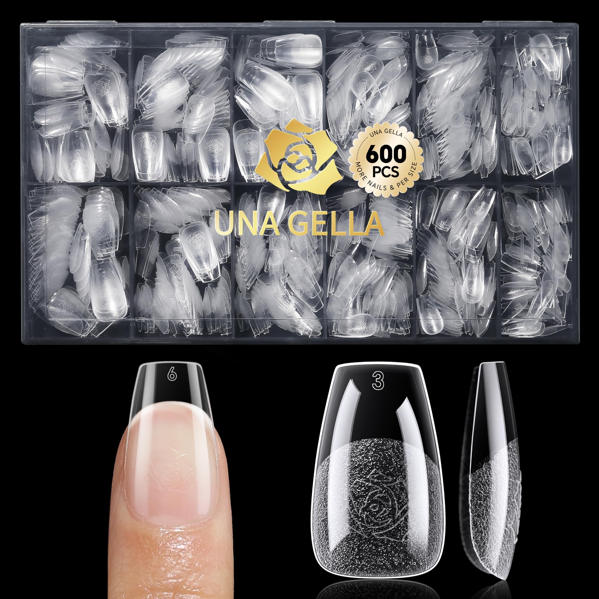 UNA GELLA short coffin tips 600pcs box for quick at-home nail extensions