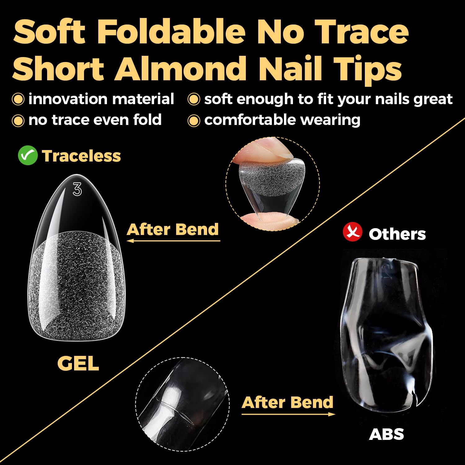 UNA GELLA tips with no C-curve for quicker application.