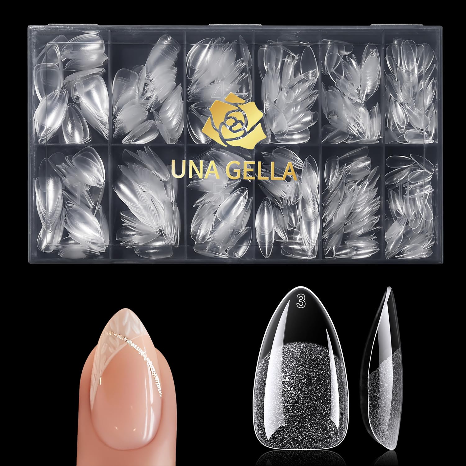 UNA GELLA tips in resealable pouch for storage and travel.