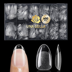 UNA GELLA short oval almond nail tip close-up showing clear natural look for extensions