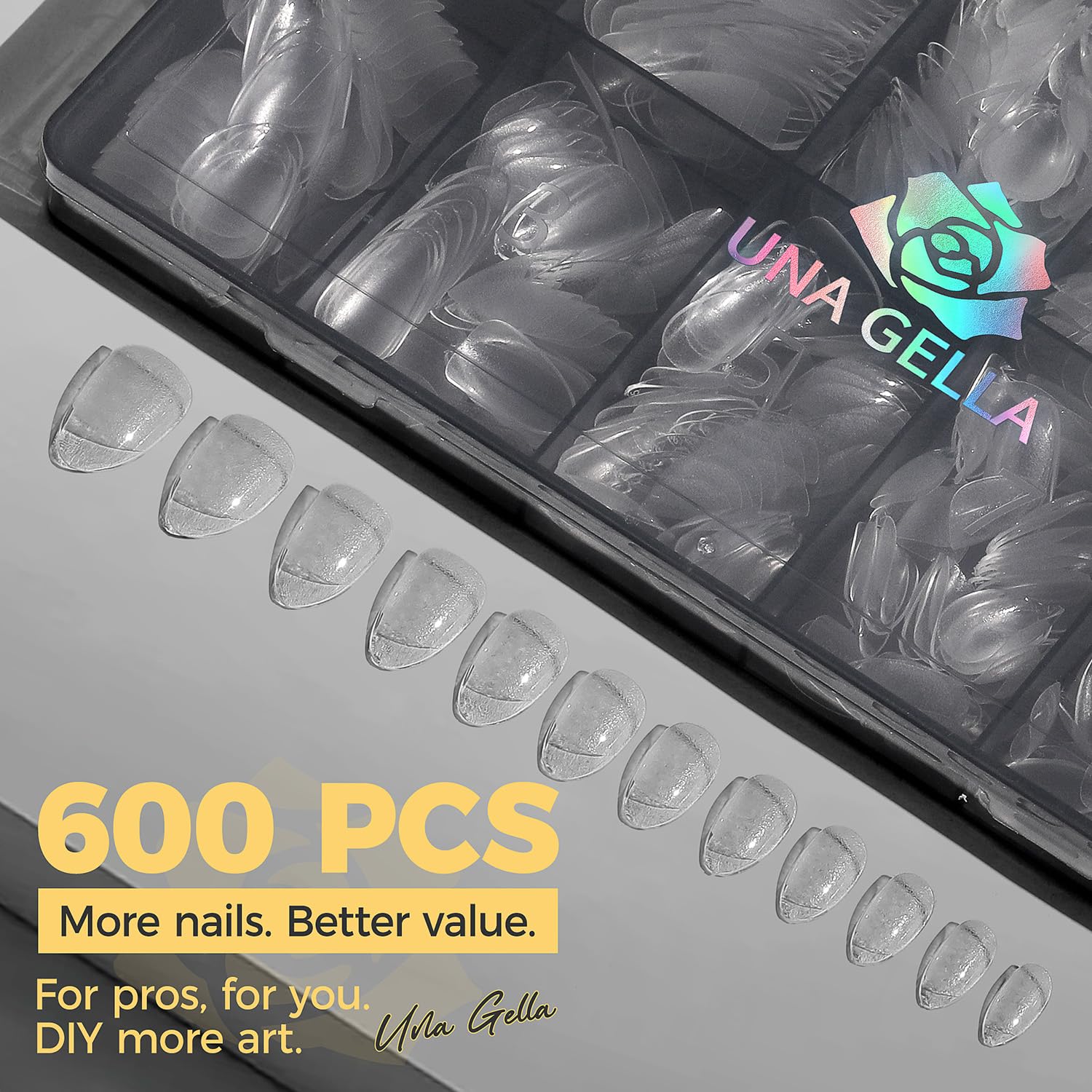 UNA GELLA clear nail tip pressed on for natural color and secure adhesion
