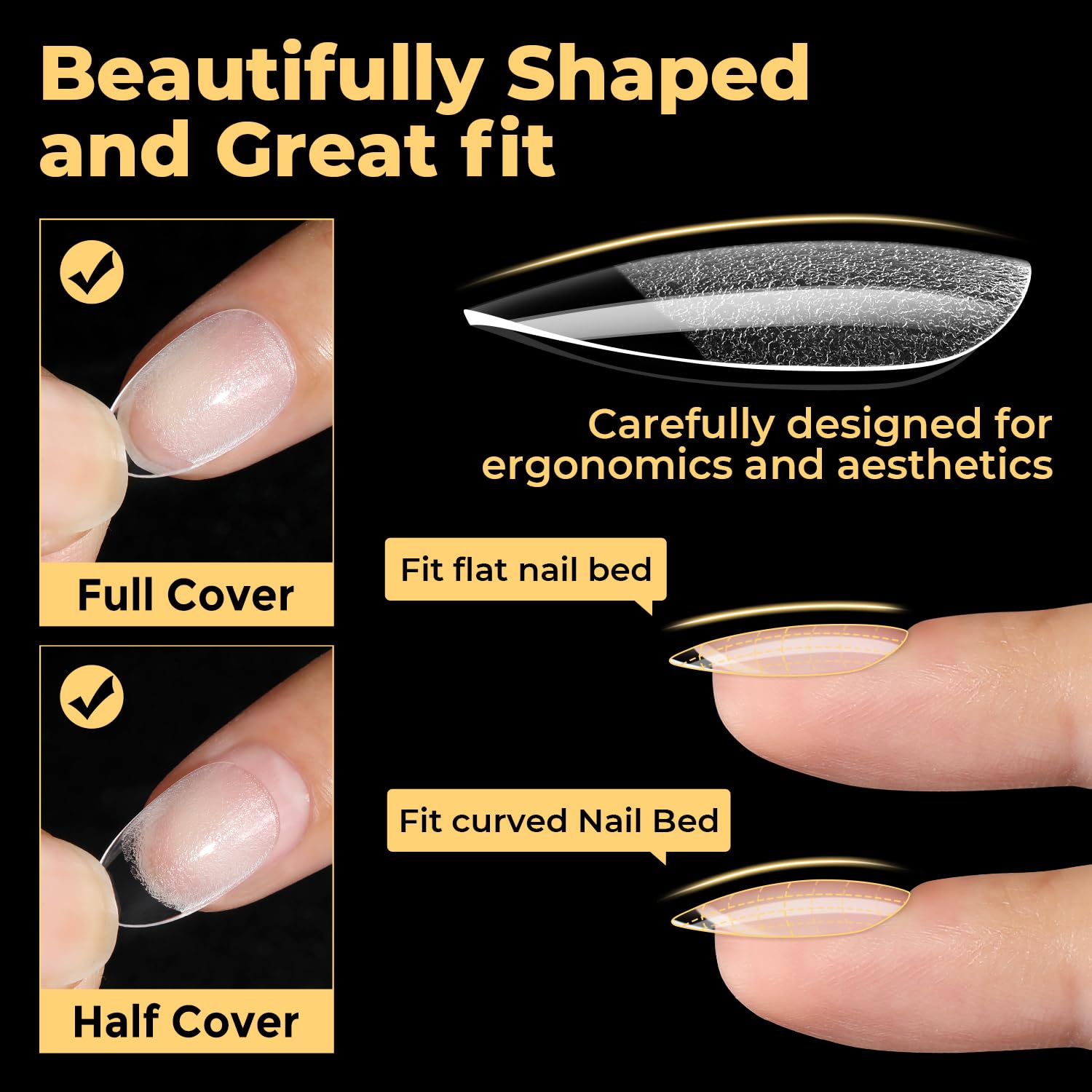 UNA GELLA pre-shaped tip with smooth edge for easy DIY manicures