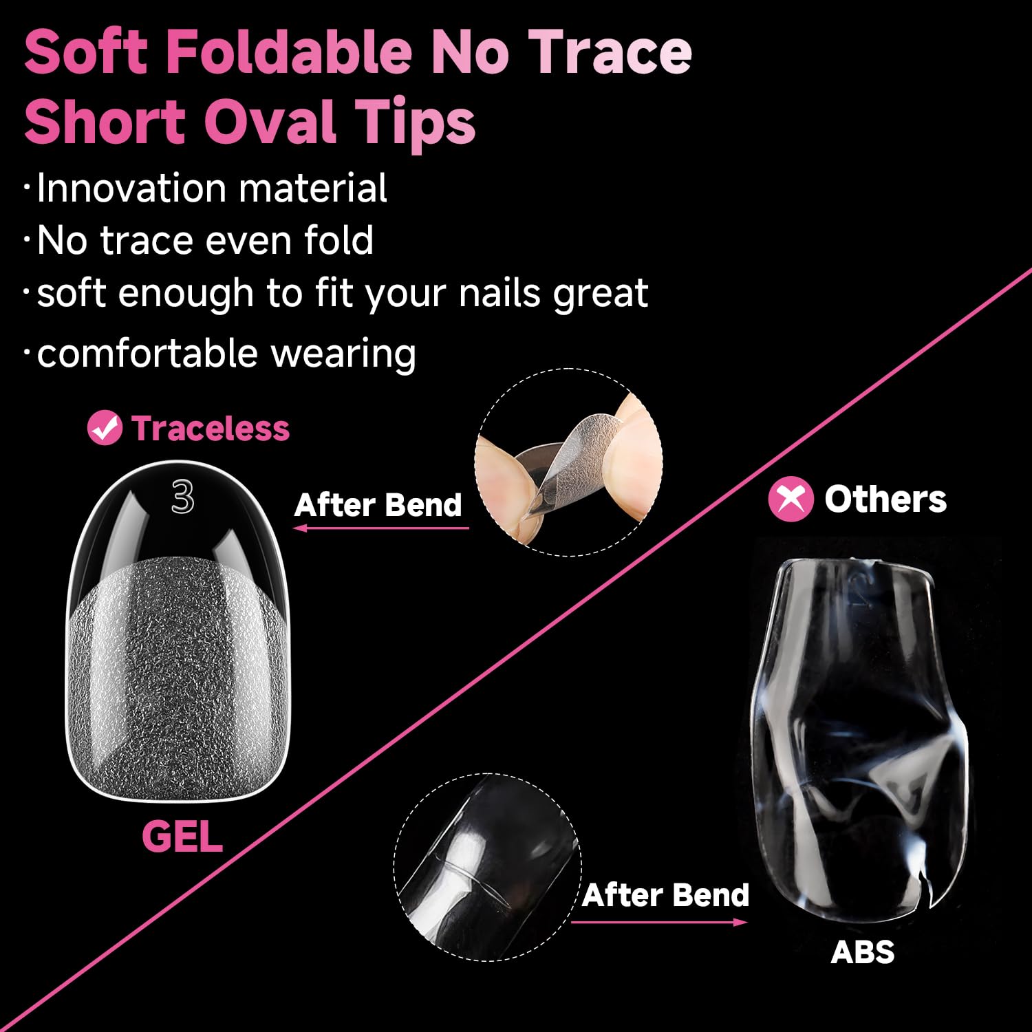 UNA GELLA no-trace short oval tips stay tidy when bending