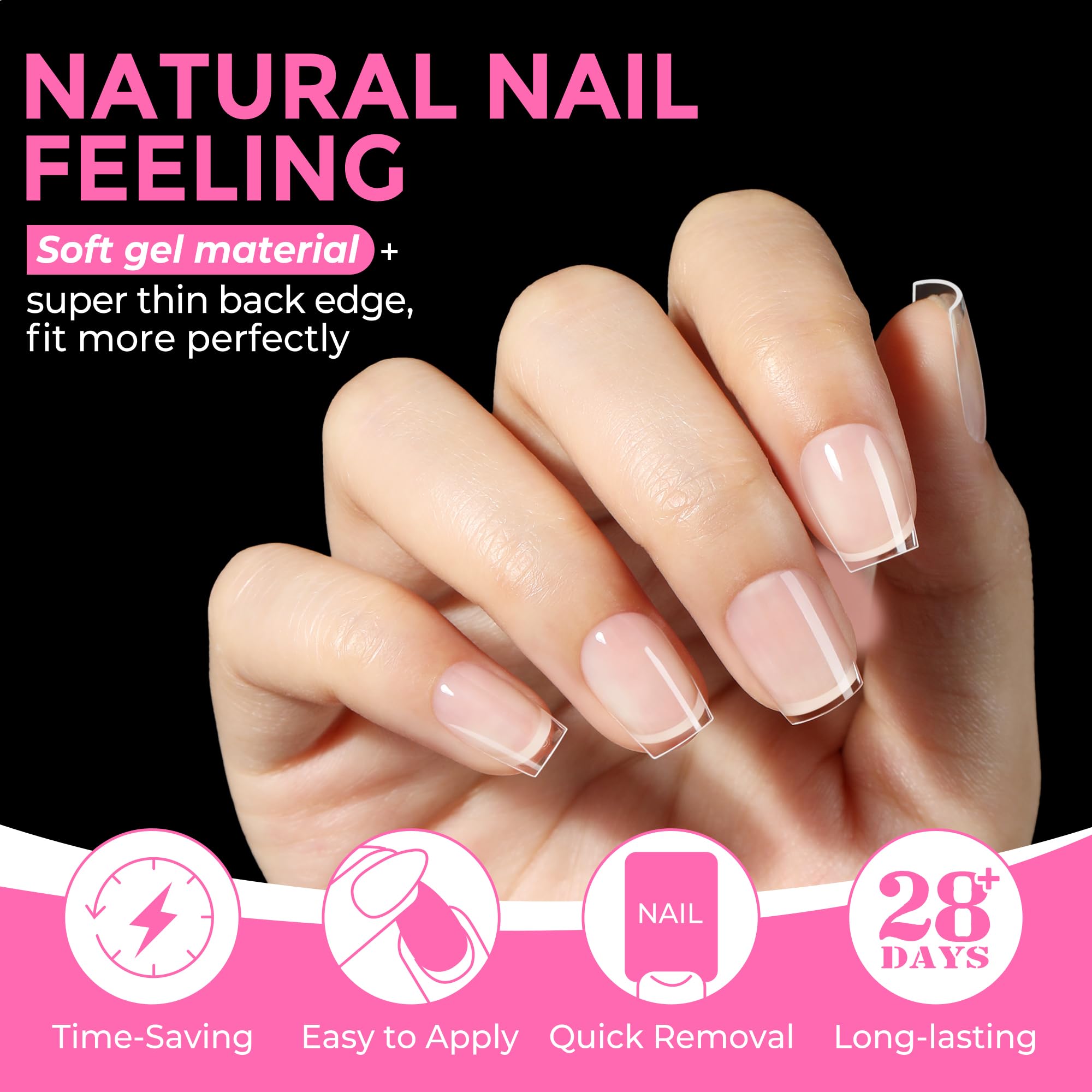 UNA GELLA smooth edge press-on nails bed – snug fit and comfortable wear