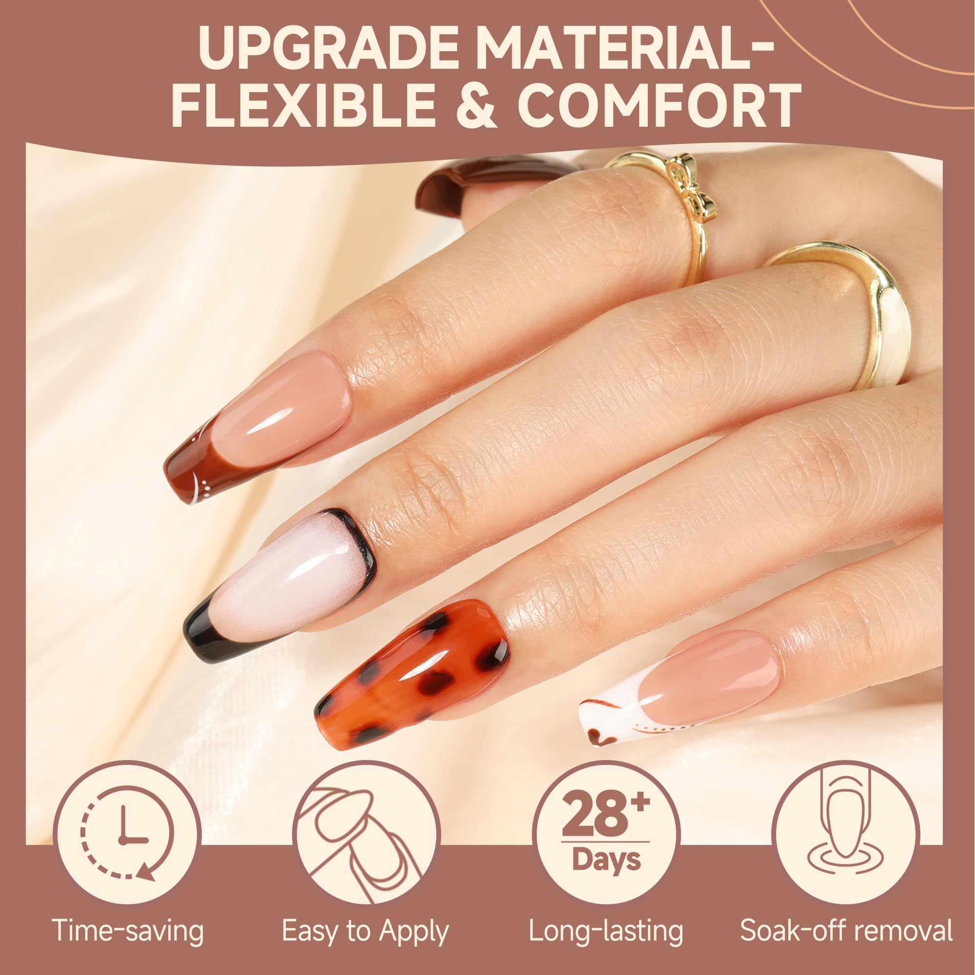 UNA GELLA soft gel nail tips full-cover surface, delivers smooth color adherence.