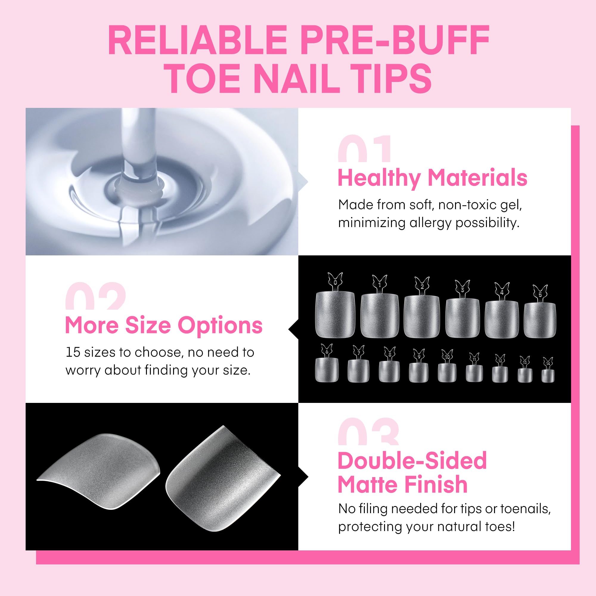 UNA GELLA soft gel tips pre-etched with double matte finish for easy adhesion