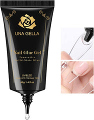 UNA GELLA solid nail glue bottle closeup for quick tip adhesion