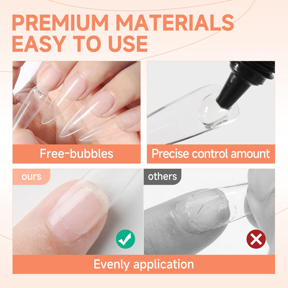 UNA GELLA press-on tips bond securely for durable extensions.