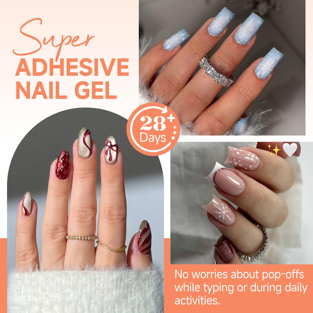 UNA GELLA solid nail glue cures in 40-60 seconds for fast results.