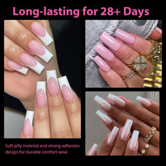 UNA GELLA square fake nails 12 sizes top view highlights precise fit.