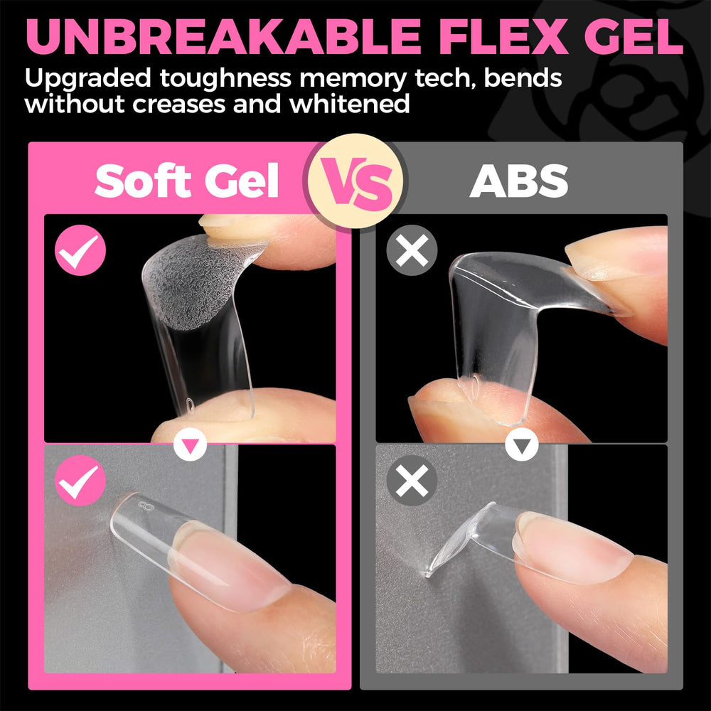 UNA GELLA square fake nails long-lasting tips suitable for multiple wearings.