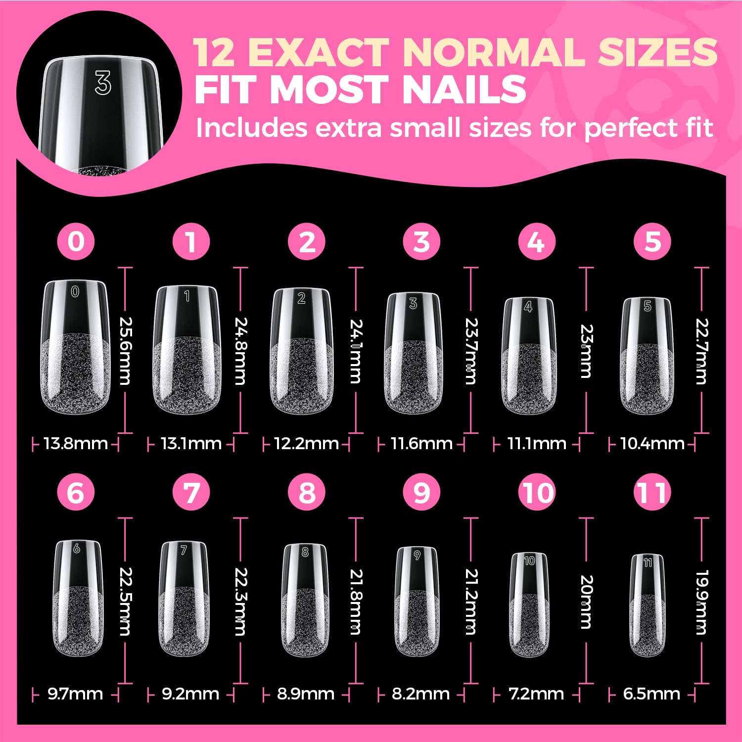 UNA GELLA square fake nails vibrant clear tips enable versatile nail art.