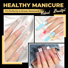 UNA GELLA square nail tips during application for easy press-on results