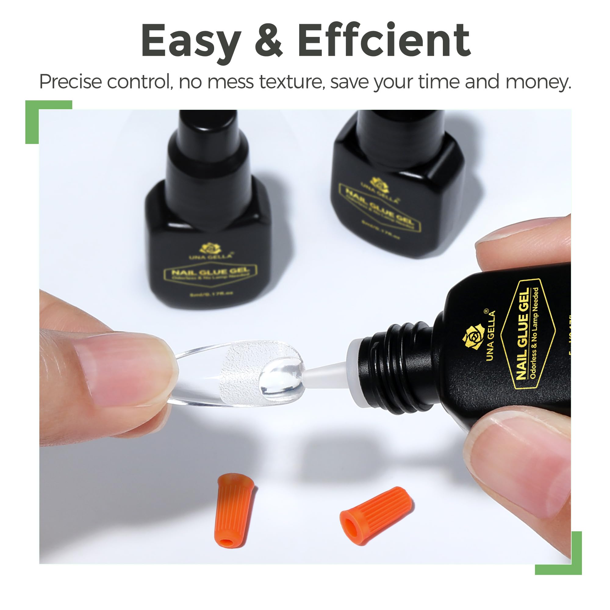 UNA GELLA steel needle and sealed bottle prevent leaks.