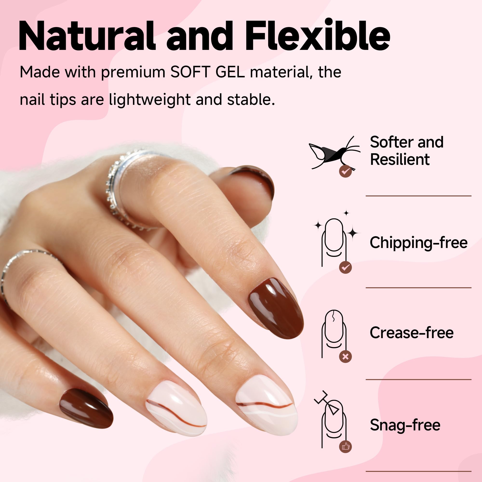 UNA GELLA tips feature thick front, ultra-thin back for break-resistance and precise fit