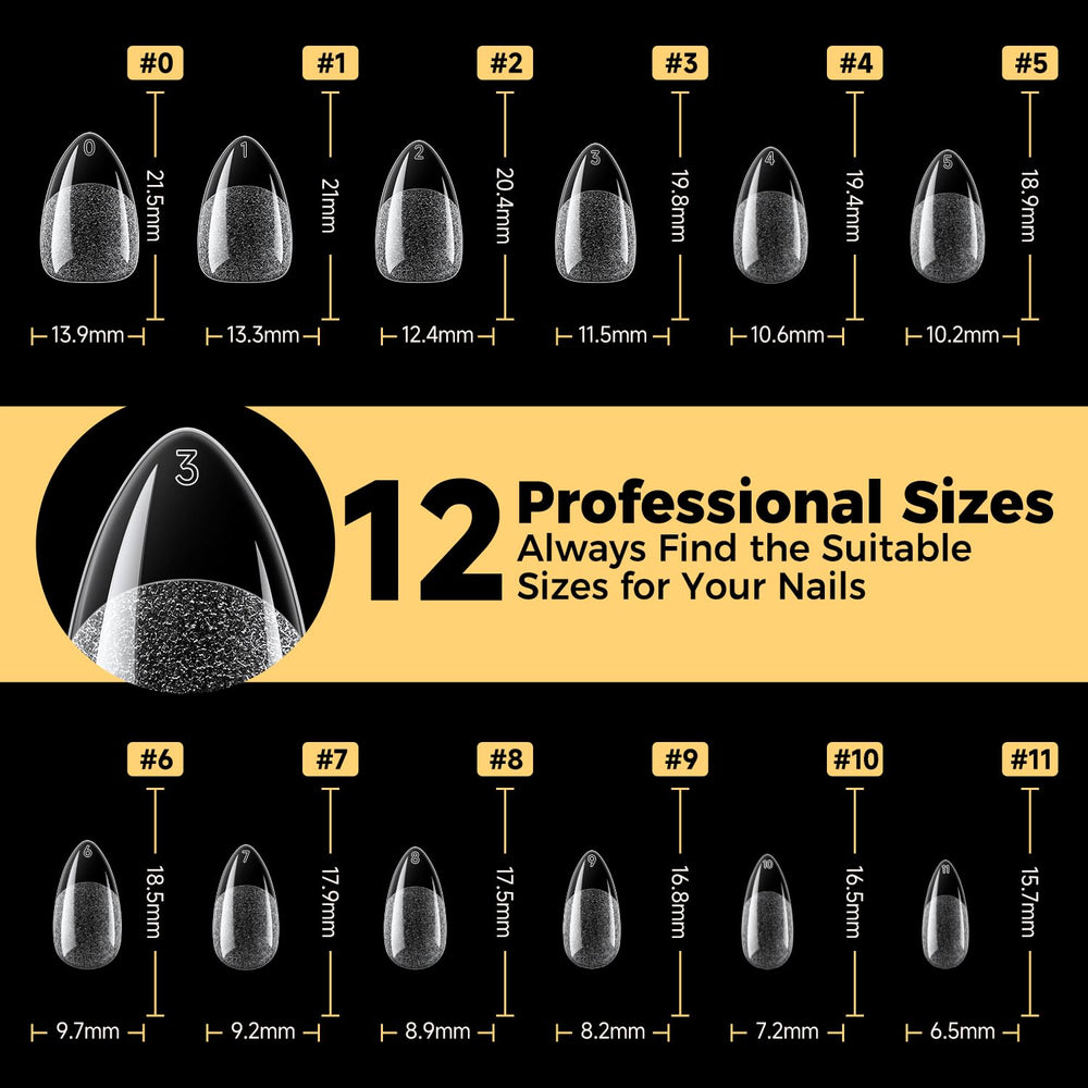 UNA GELLA tip set in box showing 12 sizes and packaging.