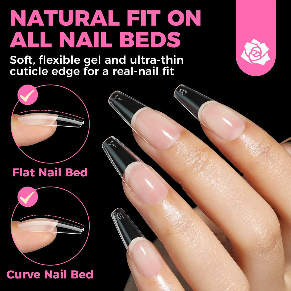 UNA GELLA tips in 12 sizes with top-number labels for quick fit.