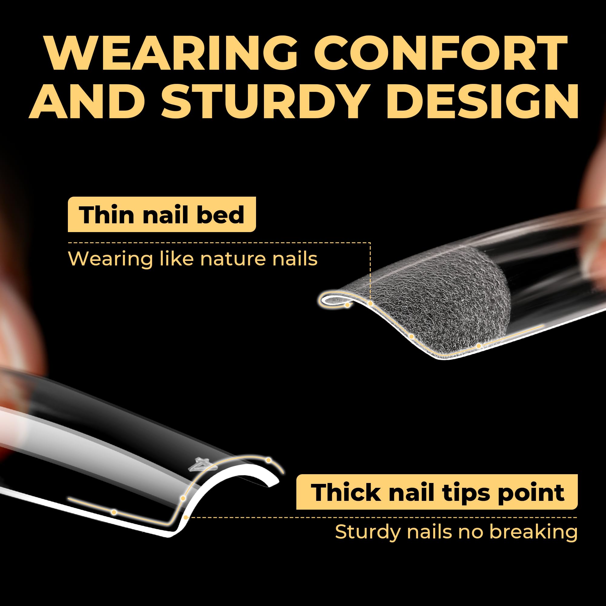 UNA GELLA traceless press-on tips with bend-proof design