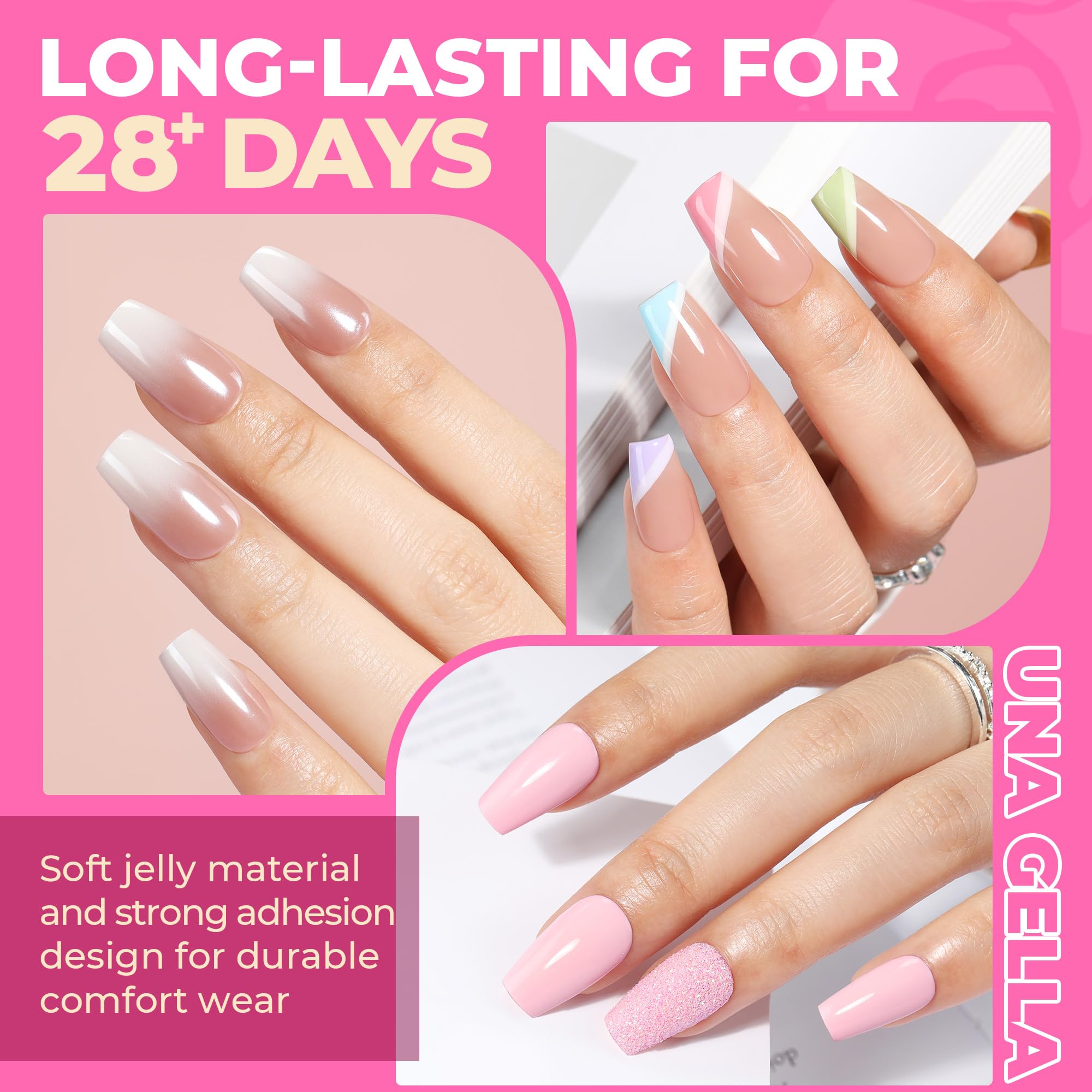 UNA GELLA user-friendly packaging promotes a stress-free home nail session.