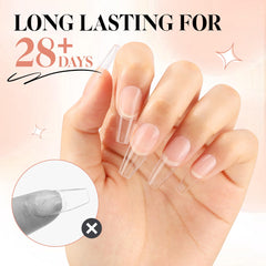 UNA GELLA press-on nails secured with long-lasting hold.