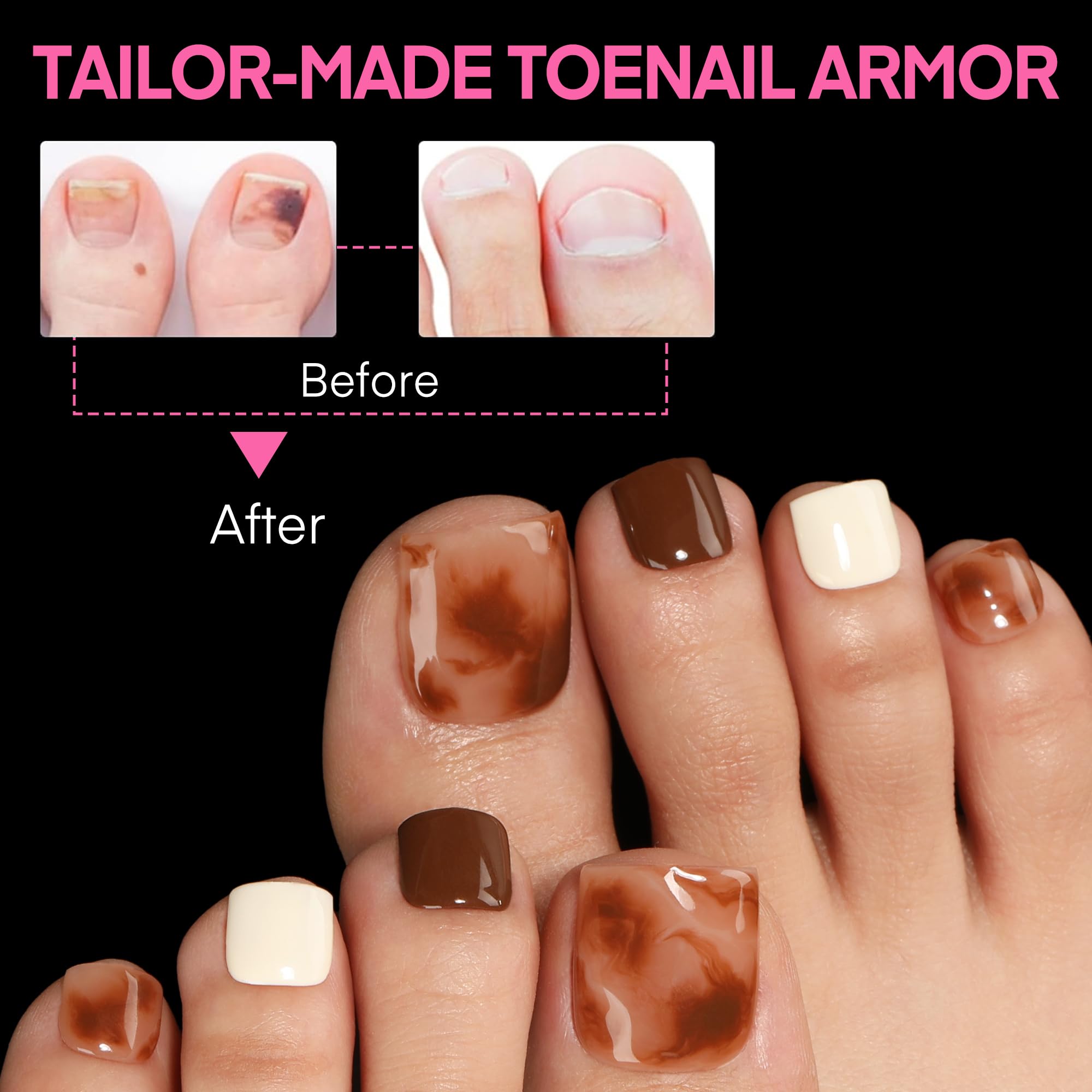 UNA GELLA soak-off compatible toe nails for removal-free refresh